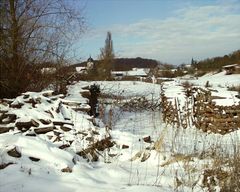 Verschneites Haßgau-Dorf Kleinmünster