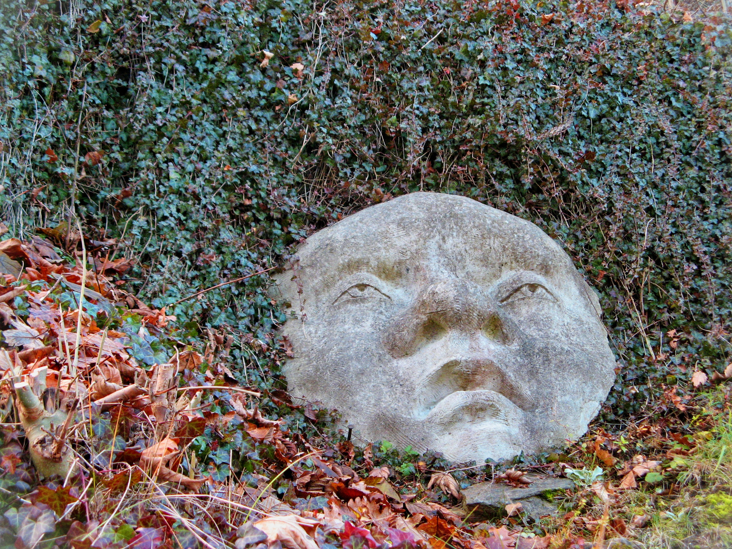 versinken im Herbstlaub