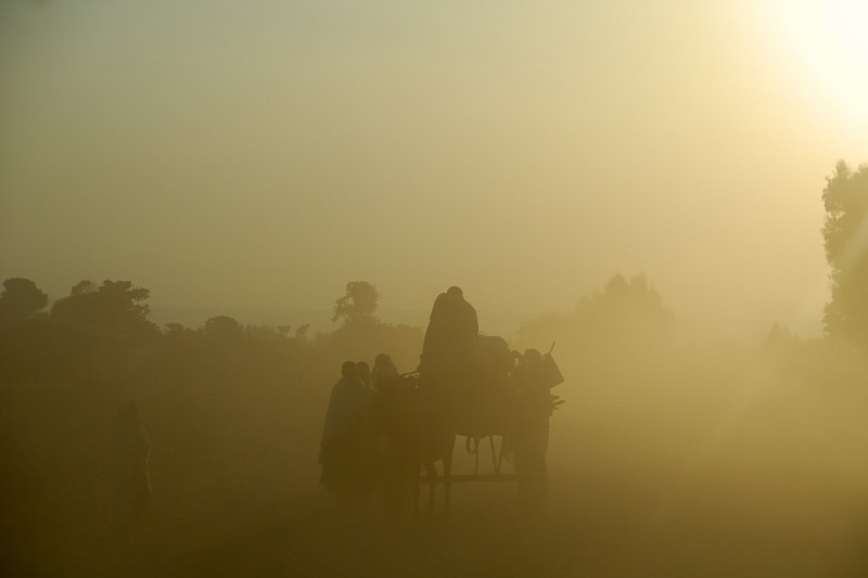 Verso i campi al mattino