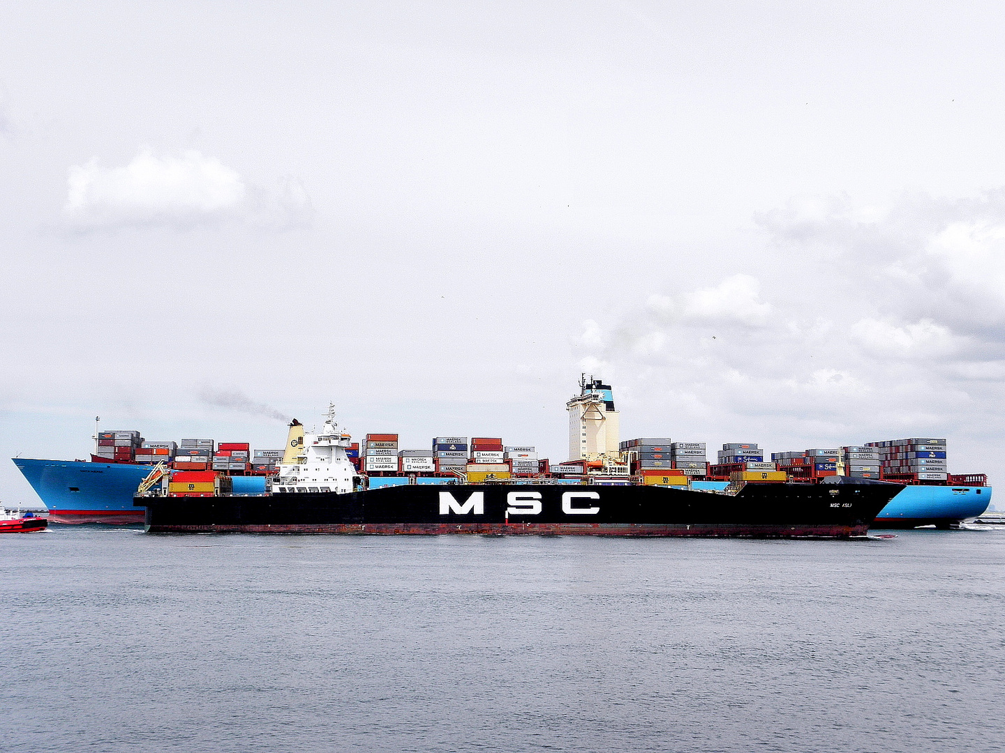 "...verstecken gillt nicht..." MSC Asli IMO 9162631 vor Edith Maersk IMO 9321548