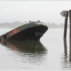 Versunkenes Schiff an der Elbe