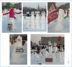 Vertreter der „geretteten Schneemänner- und –frauen“ (2) am Schoßplatz, Berlin-Mitte