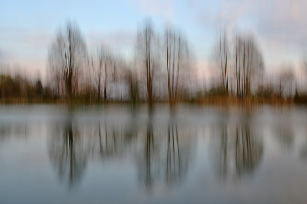 verwischte Welt am Weiher