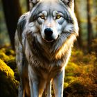 Very large silver wolf with amber eyes. Almost hum (1)