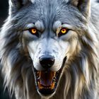 Very large silver wolf with amber eyes. Almost hum (2)