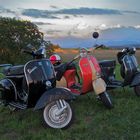 Vespa 's am Abend auf der Wiese