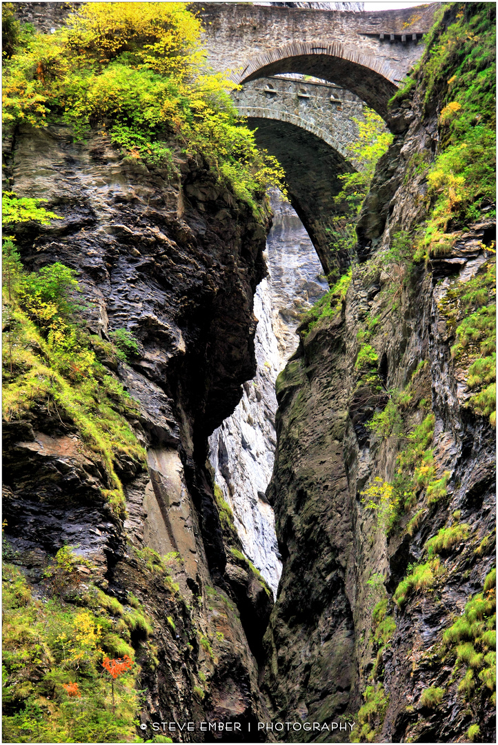 Via Mala Gorge with Stone Arch Bridges, Early Autumn