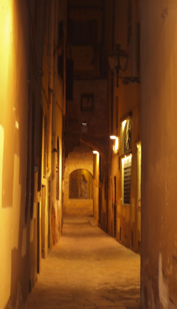 vicolo di notte nel centro storico di firenze