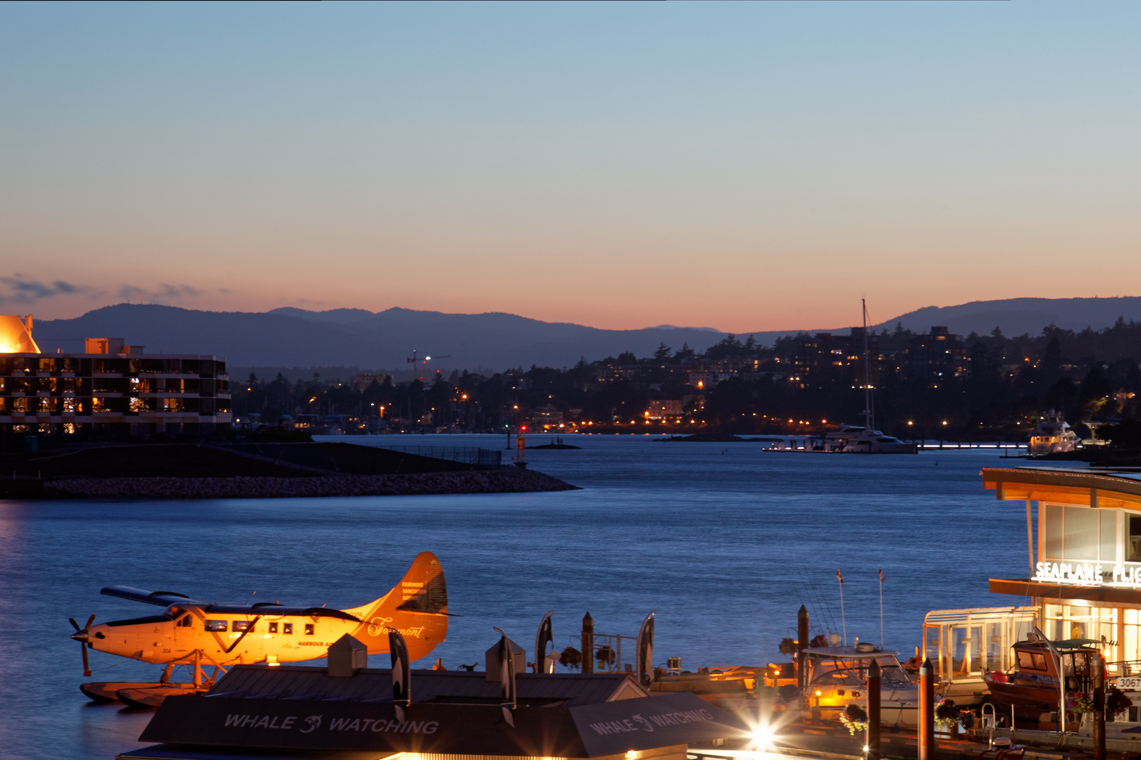 Victoria BC, Hafen nach Sonnenuntergang