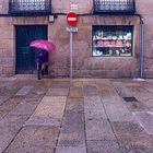 Viendo la granizada desde el interior de un portal.