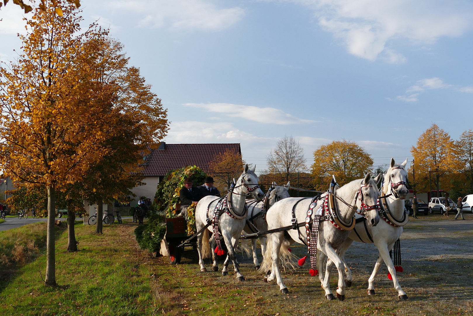 Vierspänner im Herbstlicht