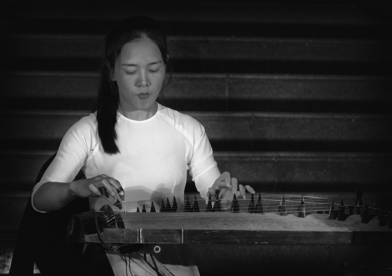 Vietnamesiche Zither Musikerin