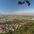 View down from Kirchberg hill to Dossenheim village, Mannheim city and the Rhine flood plain