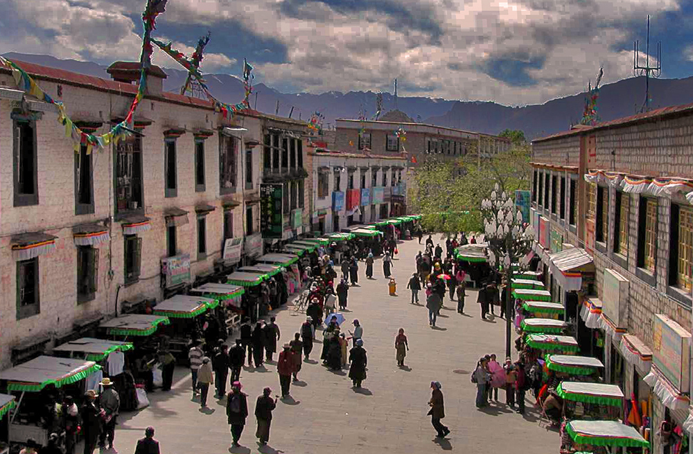 View down to the Tibetan quarter