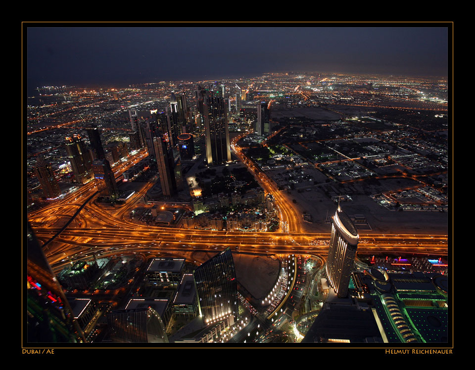 View from Burj Khalifa via DIFC and Satwa to Burj Dubai II, Dubai / UAE