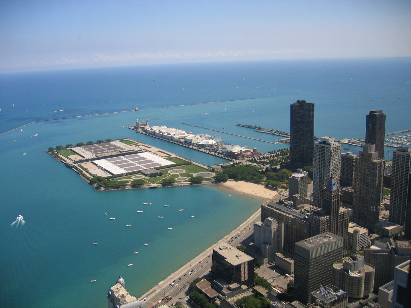 View from Hancock Building looking at Navy Pier