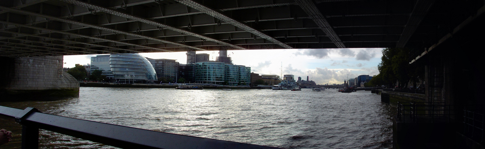 View of City Hall from under Tower Bridge