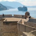 View on cruise ship from Dubrovnik city walls