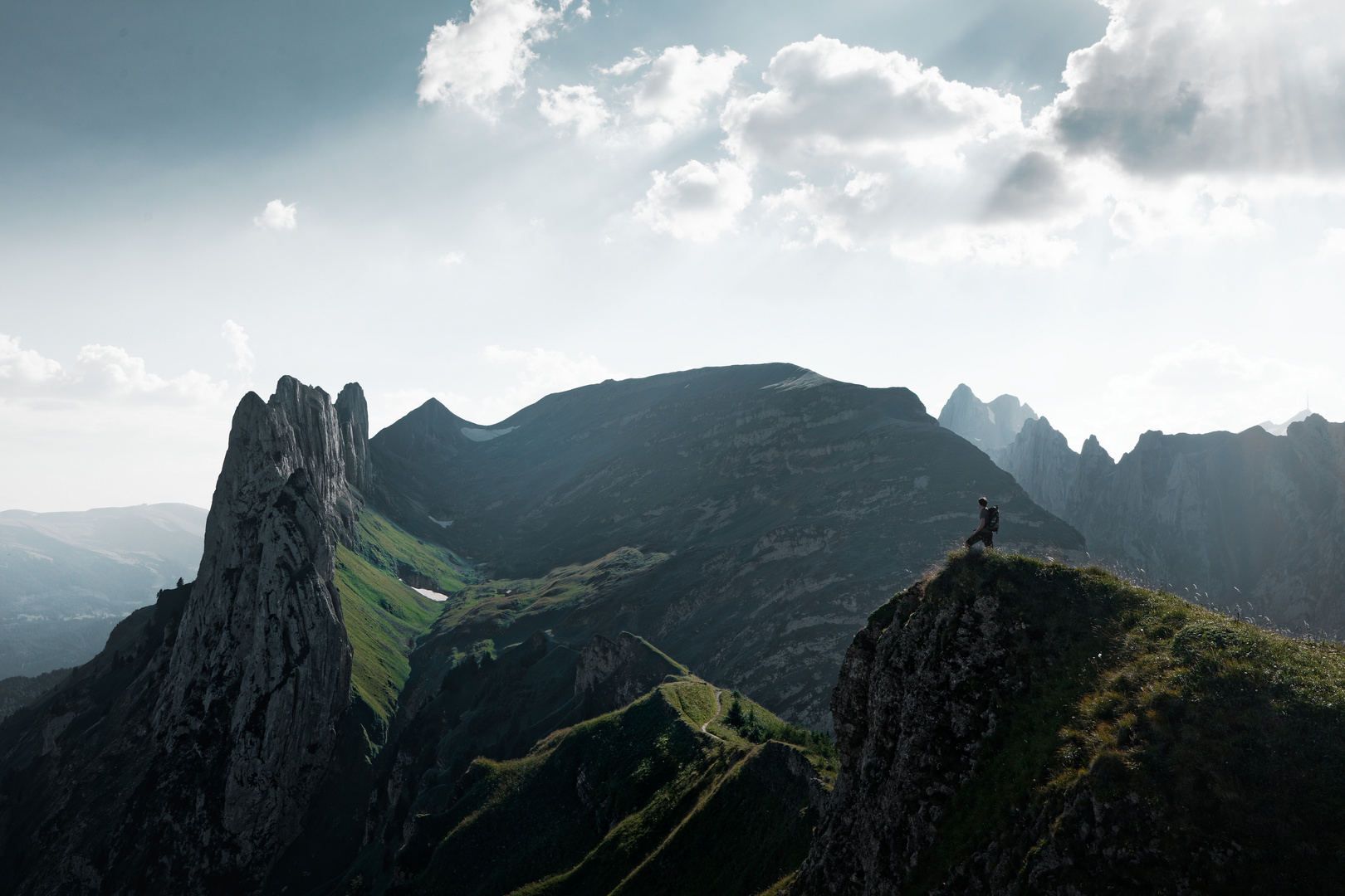 View on Saxer Lücke mountain pass in Switzerland