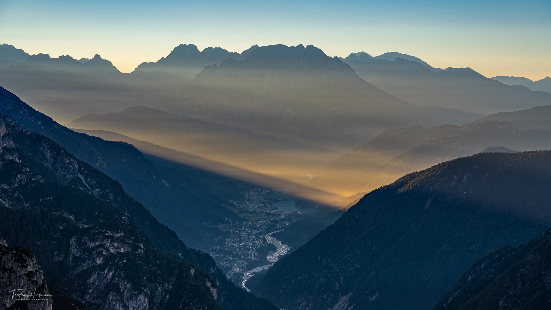 View to Lago di Santa Caterina from Rifugio Auronzo (Italy)