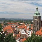 View to market square, townhouse and church of medieval Pirna