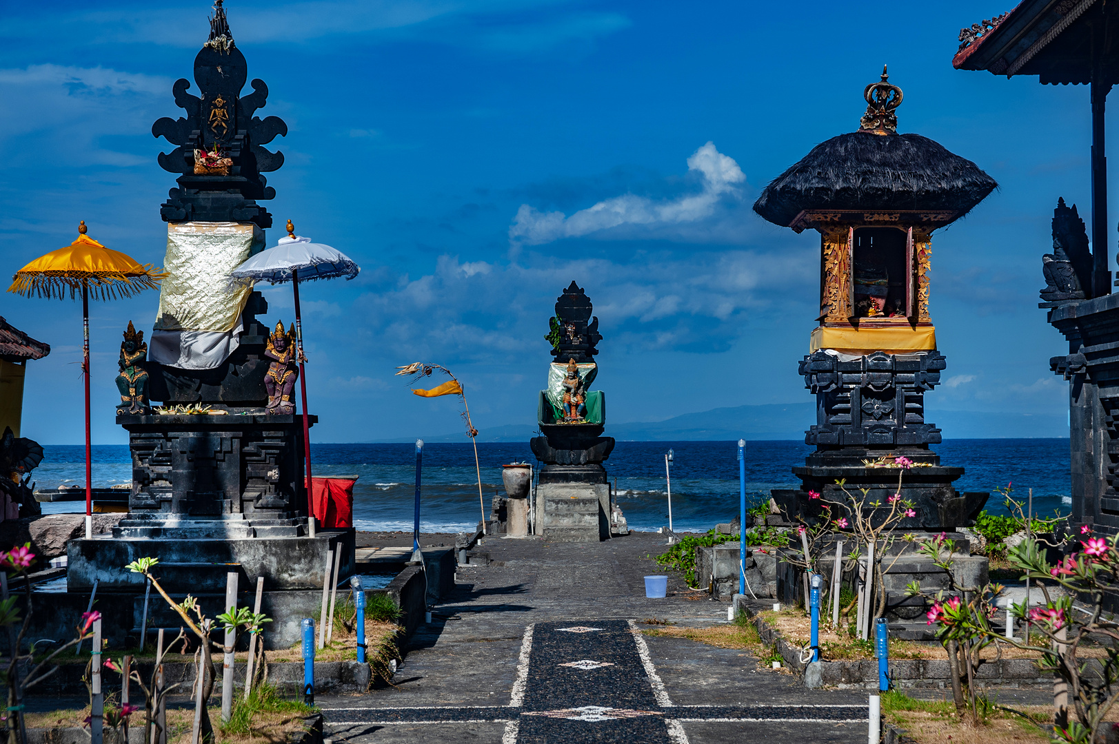 View to the seaside out the temple