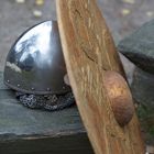 Viking helmet and shield