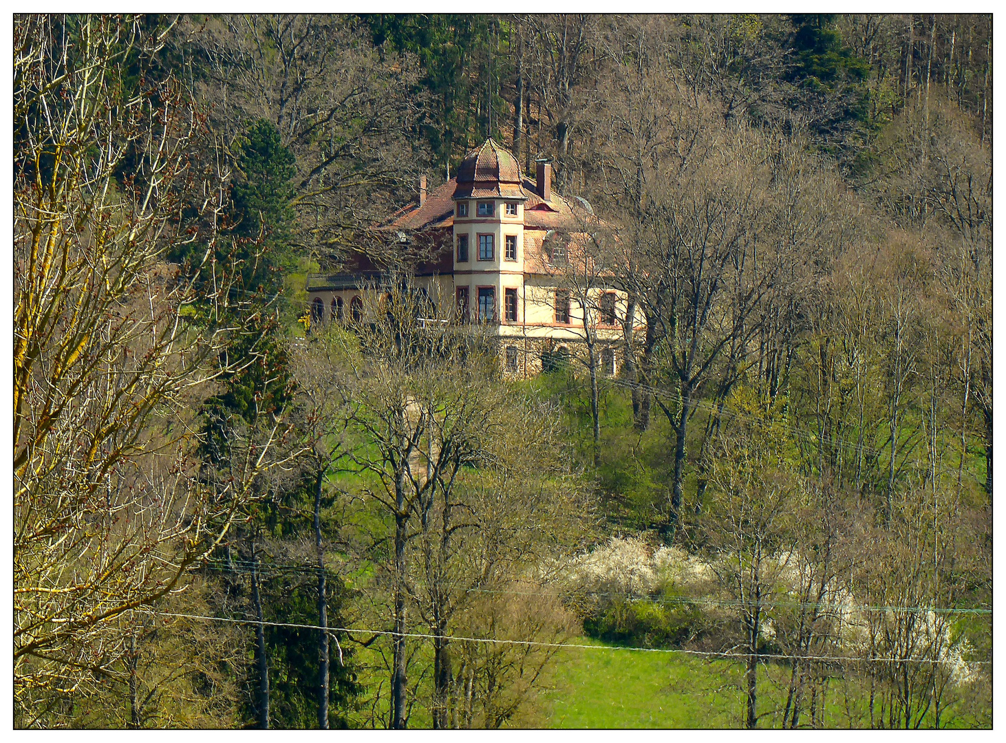 Villa mit Turm im Wald