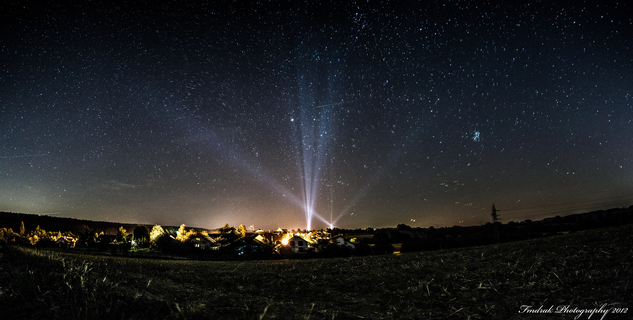 Village underneath september sky