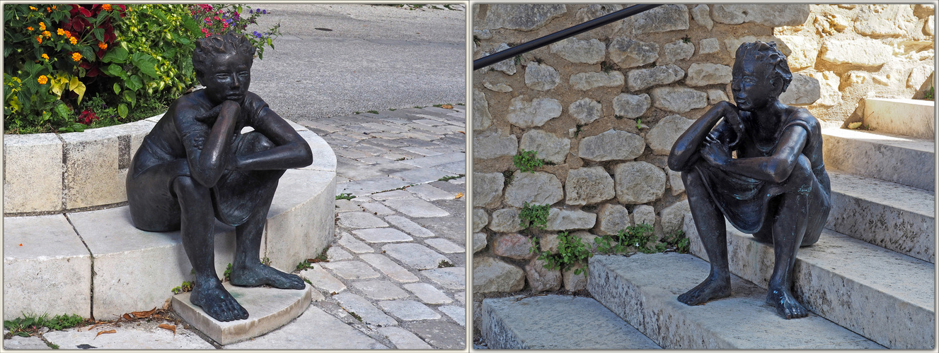 Ville haute de Chauvigny  --  Statues en bronze