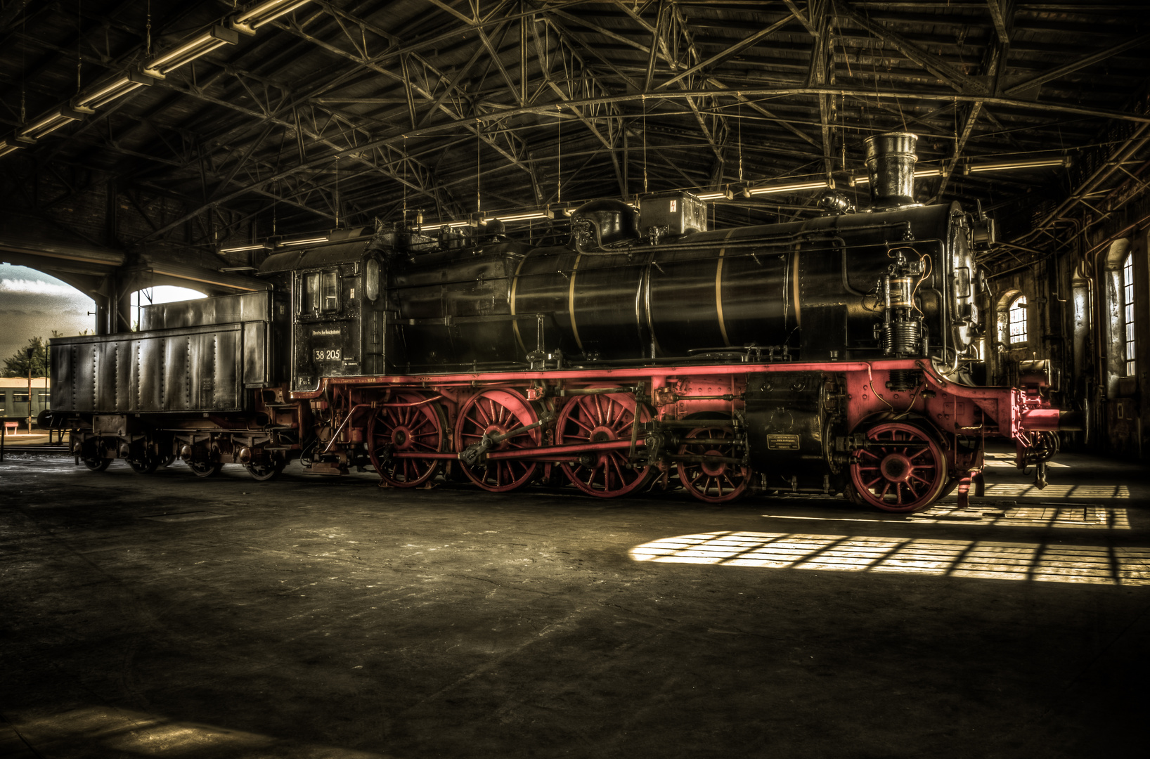 vintage steam engine in the engine shed