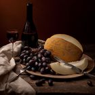 Vintage still life with melon and grapes