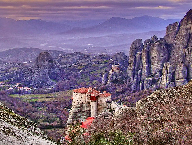 Violet Sunset in Meteora