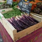 Violetter Spargel,gesehen auf dem Markt in Eygualiers