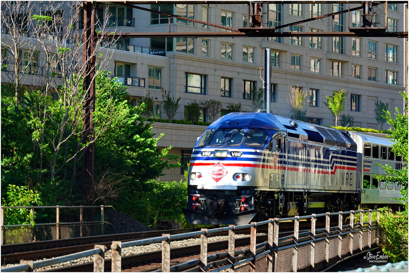 Virginia Railway Express Commuter Train on Maine Avenue Bridge