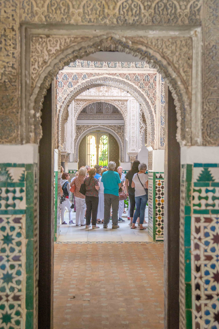 Visitors in the Alcazar of Seville