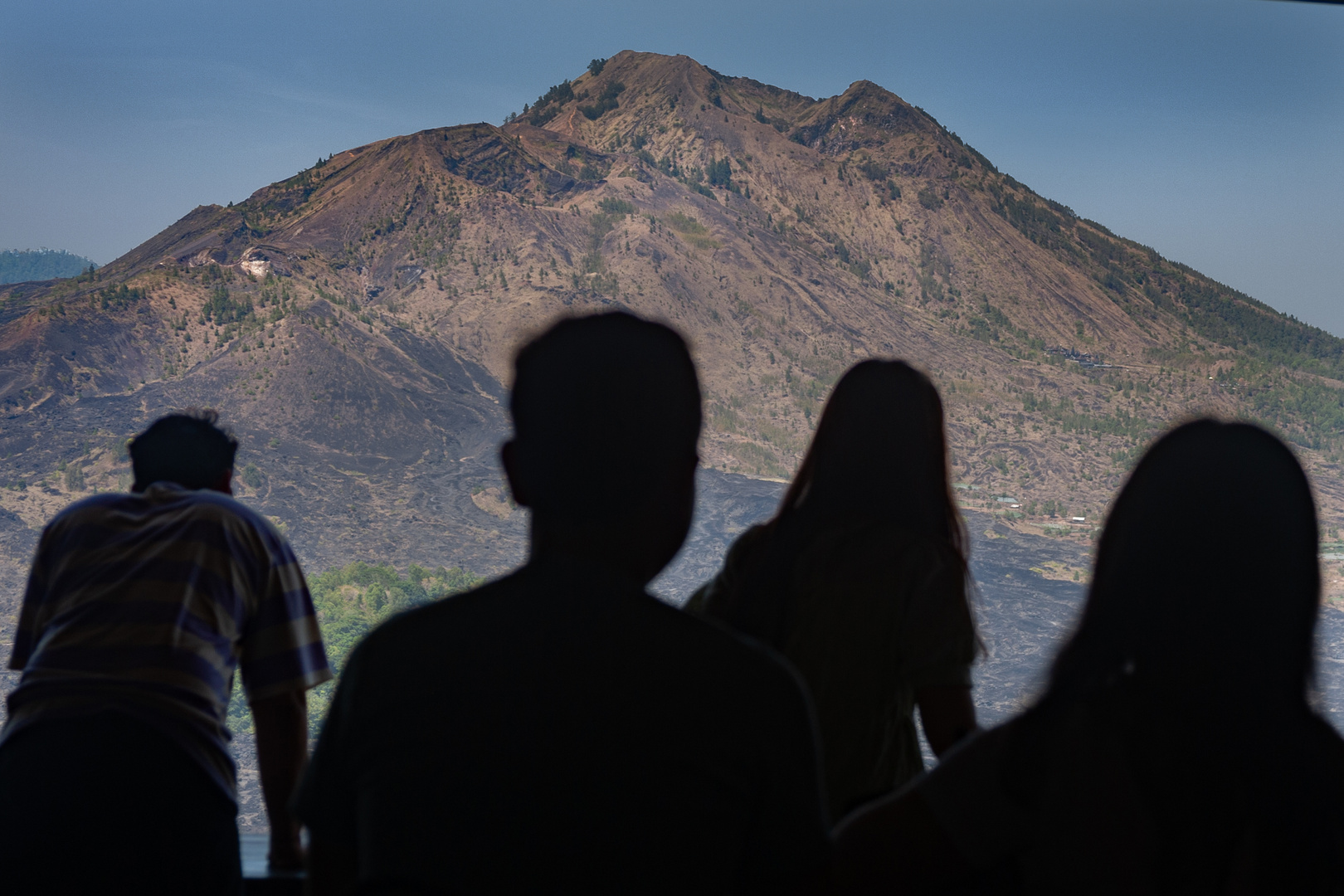 Visitors look to Gunung Batur