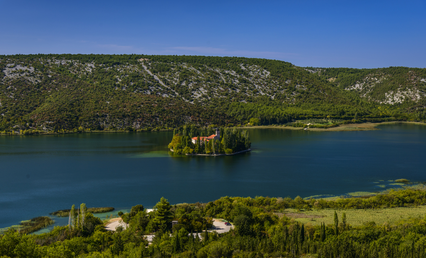 Visovac See, Nationalpark Krka, Dalmatien, Kroatien