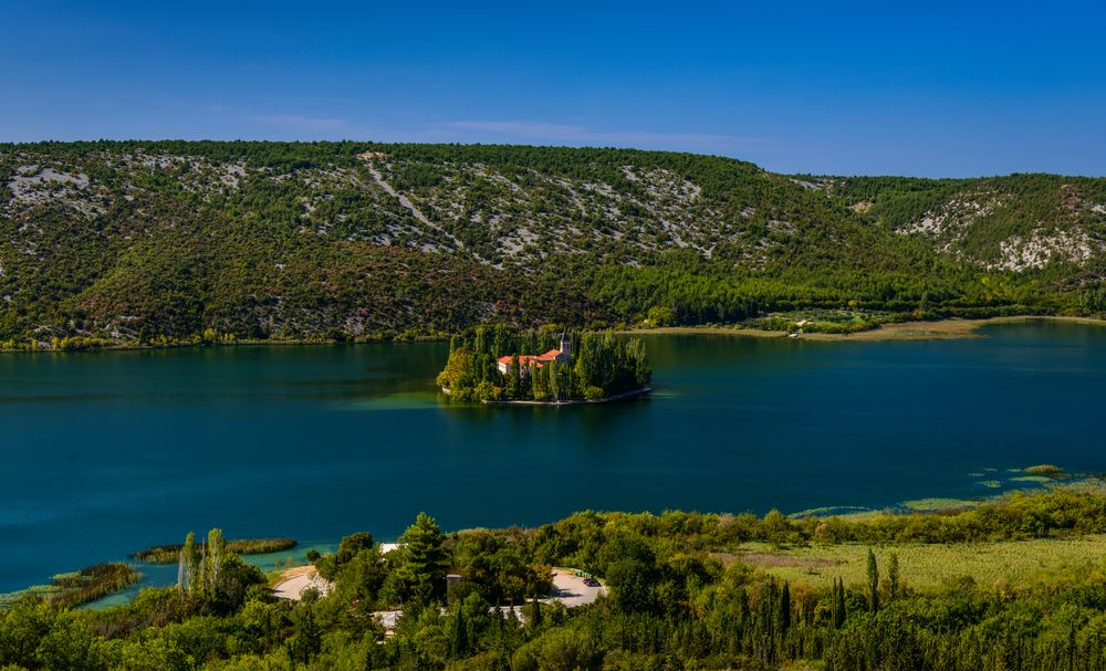 Visovac See, Nationalpark Krka, Dalmatien, Kroatien