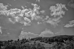 Vista de Eslovenia en blanco y negro