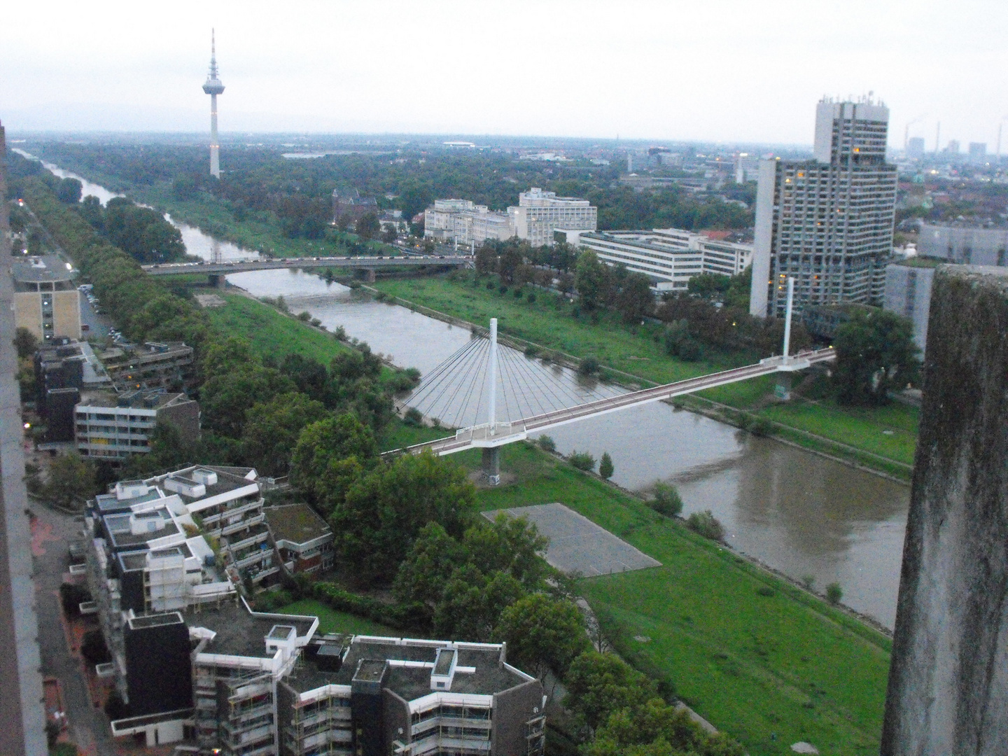 Vista panoramica dal 28 esimo piano, una parte del fiume Neckar