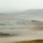 Vista sulla campagna di Pienza all'alba