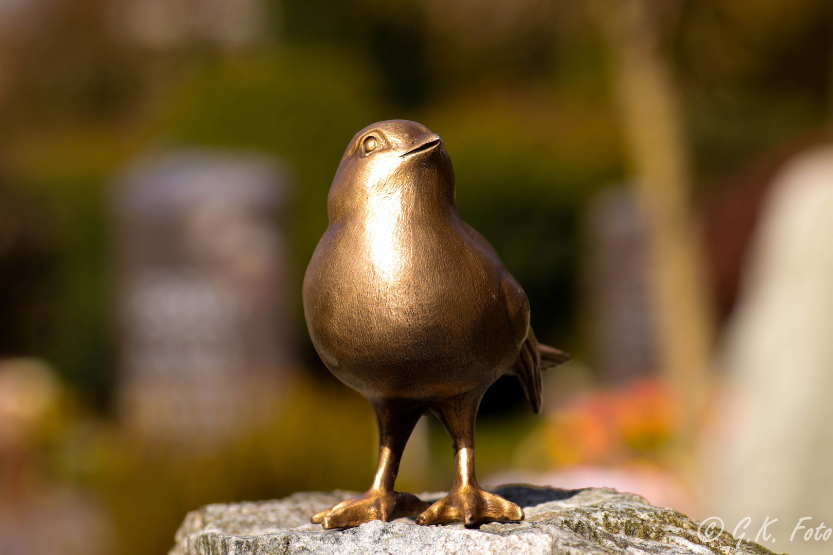 Vogel auf dem Grabstein