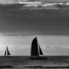 voiles noires dans le coucher du soleil