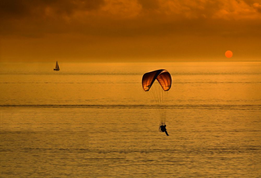 Volare, liberi, nel tramonto