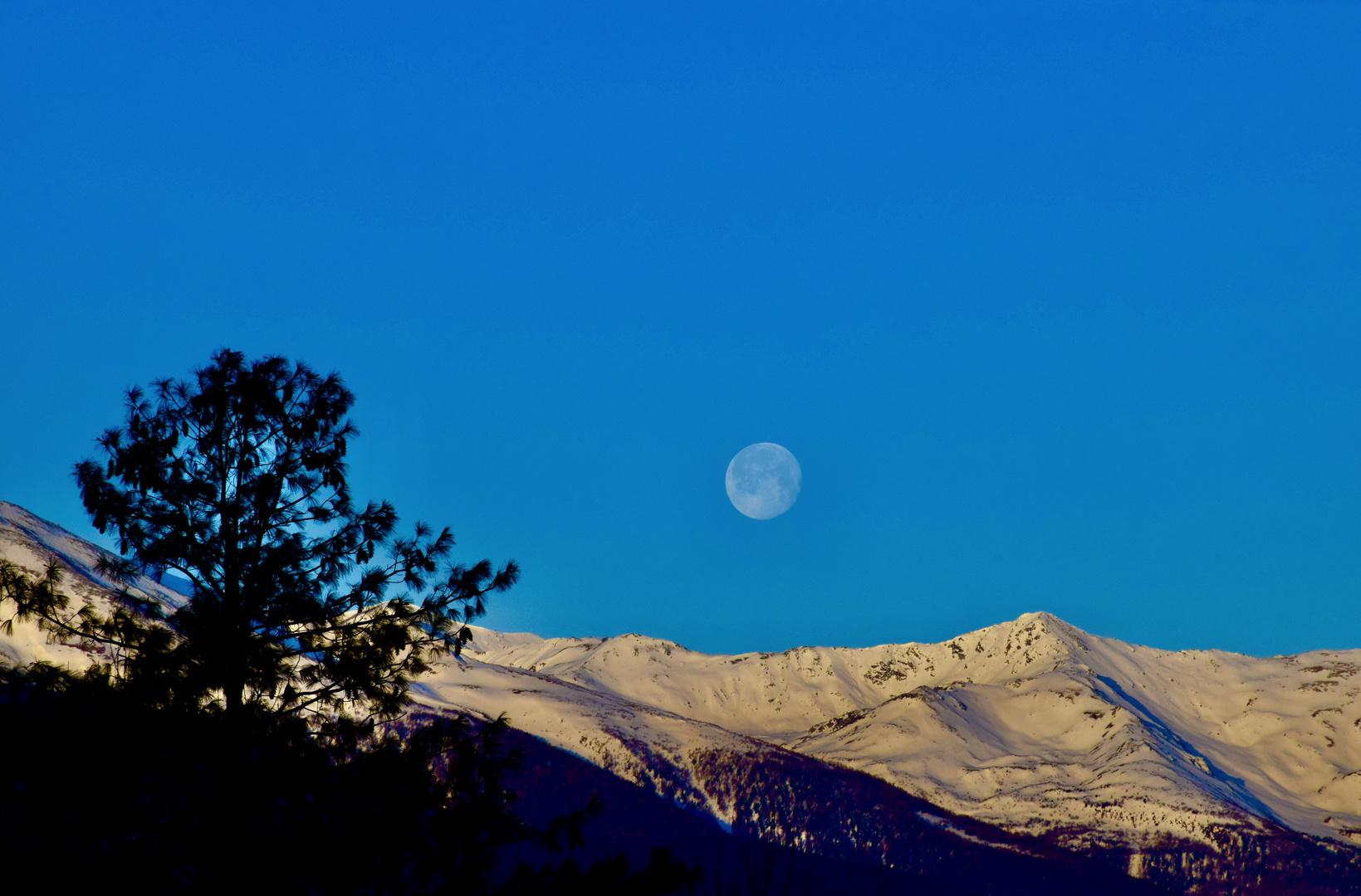 Vollmond bei Sonnenaufgang