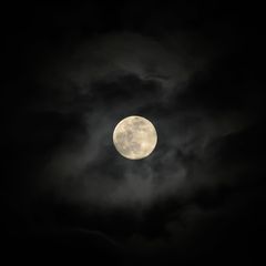 Vollmond diesmal in Farbe, da der Wolkenschleier dünner wurde.