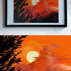 Vollmond hinter Dornenhecke - Kunstdruck