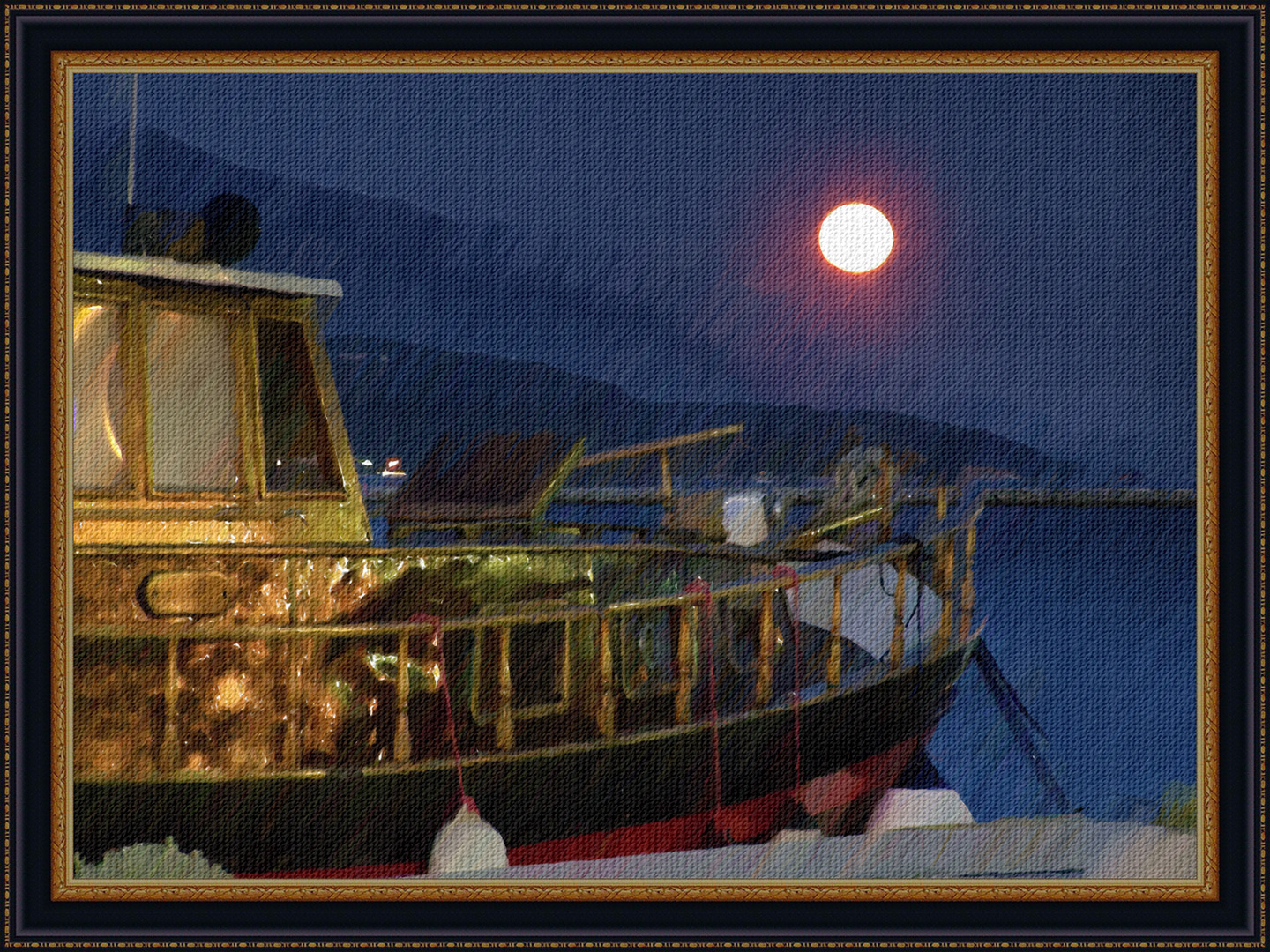 Vollmond im Hafen