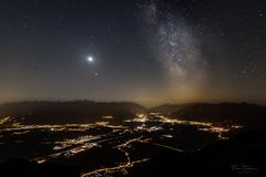 Vollmond, Mars und Milchstrasse